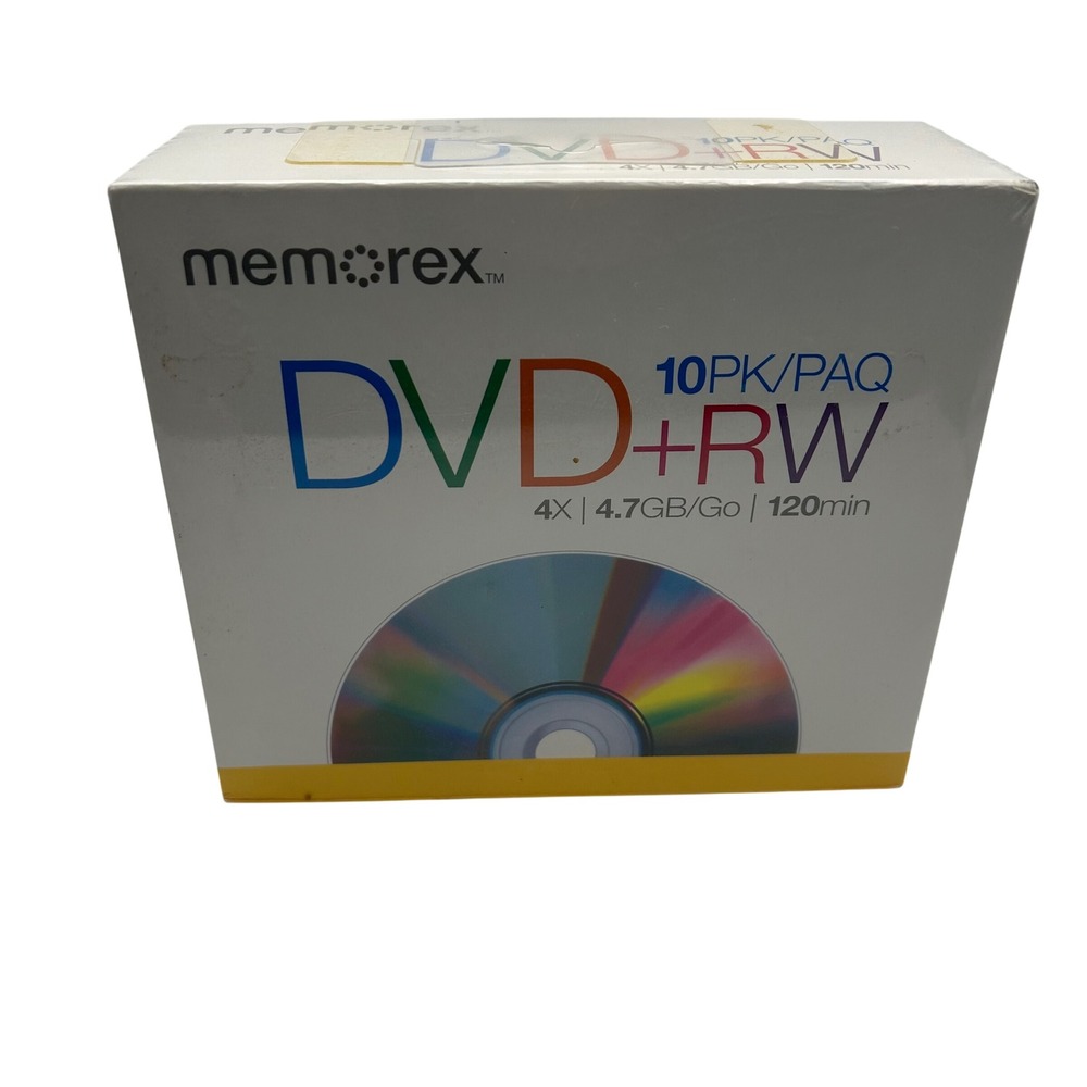 Memorex DVD+RW 4X 4.7GB/Go 120min Rewritable Discs - 10‎ Pack Sealed